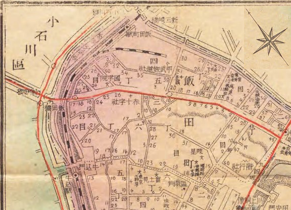 明治時代の東京・飯田町の地図